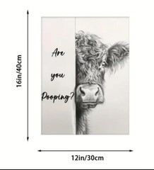 12″x16″ Cow «Are You Poopin» Farm Cows Funny Bathroom Canvas Poster *No Frame*