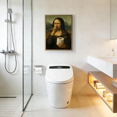 CozyNuukee Funny Mona Lisa Bathroom Art Holding Her Nose, Mona Lisa Poster, Pinc