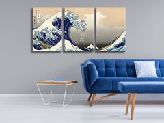 3 Piece Great Wave of Kanagawa Katsushika Hokusai Modern Stretched Canvas Prints