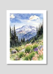 Set of 6 | Denali US National Parks Landscape Watercolor Art – Digital Download