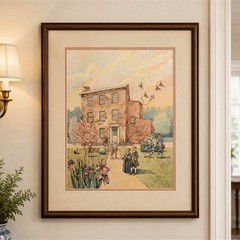 Original Signed Colonial Americana Wall Art Barbara Tull Framed Print 23x 26