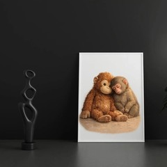 Punch Monkey Poster, Emotional Mother & Baby Animal Wall Art