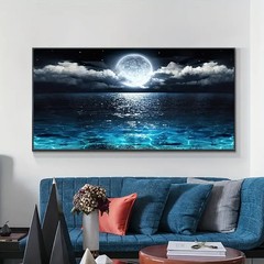 Ocean And Night Moon Landscapes Canvas Painting Canvas Mural Wall Art Picture