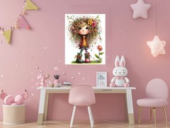 16×20 Quirky Flower Girl Canvas Print Wall Art