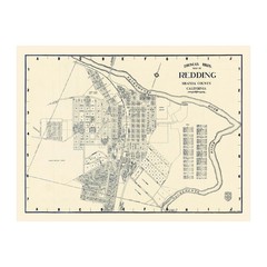 Old Map of Redding, CA 1920 – Vintage Redding California Art