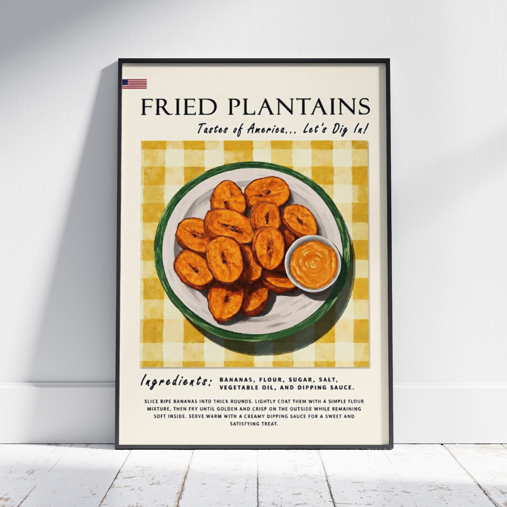Fried Plantains Recipe Poster Tasty Food Art Print Kitchen Wall Decor Gift Print