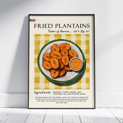 Fried Plantains Recipe Poster Tasty Food Art Print Kitchen Wall Decor Gift Print