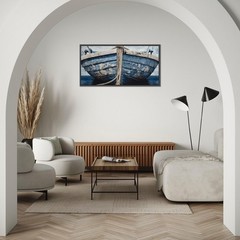Nautical Decor Rustic Boat Wall Art Decor Picture Rustic Coastal Canvas Print…