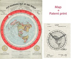 1892 Flat Earth Map Gleason’s New Standard Map of the World Alexander Gleason