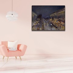 Camille Pissarro Canvas Wall Art-Boulevard Montmartre Night Poster-Impression…
