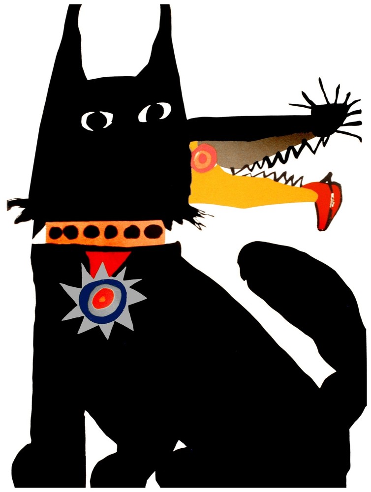 Wall Decor Poster.Fine Graphic Art Design.Friendly Black Dog.Room.Home Art.612