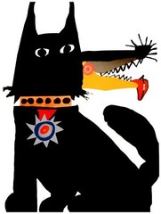 Wall Decor Poster.Fine Graphic Art Design.Friendly Black Dog.Room.Home Art.612