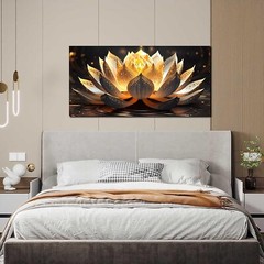 TYTAUPT Lotus Flower Canvas Wall Art For Bedroom Women Gold And Yellow Wall