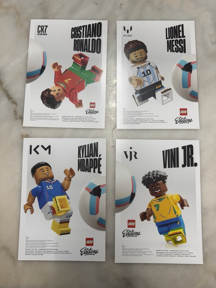 Lego RONALDO MESI MBAPPE VINI Jr. Poster Set – FIFA World Cup 2026 12″ X 9″