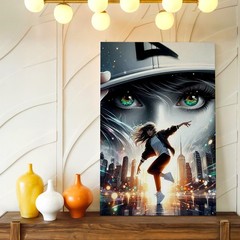 Wall Art Urban Dancer Girl City Skyline Surreal Portrait Canvas Print Poster