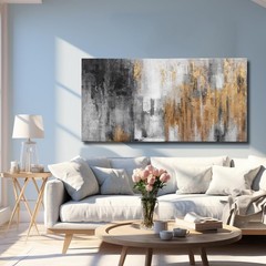 Stunning 24×48 Hand-Painted Abstract Canvas Decor for Luxury Living Spaces