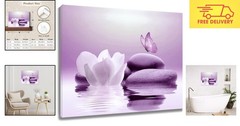 Luxurious Waterproof Zen Canvas Art – Butterfly and Water Lily Decor 16×12
