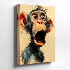 Canvas Funny Surprised Monkey Portrait Cartoon Animal Home Room Elegant Print