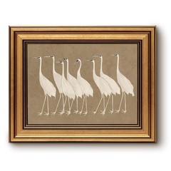 Gold Framed Canvas Wall Art, Vintage Wall Decor for Bathroom, Cranes Animals …
