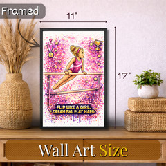 Gymnastics Wall Art for Girls Framed Poster Print 11×17 Gift for Kids Room