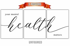 Your Mental Health Matters, 3 Poster Set, Home Wall Decor, Motivational Quote