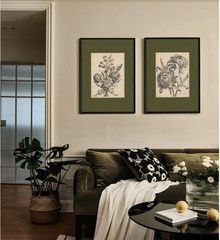 Flower Sketch Wall Art Sage Green Floral Canvas Poster Vintage Botanical Wall De