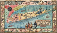 1957 Pictorial Map of Long Island NY Celebrating Native American Indian Heritage