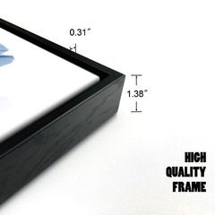 Large Black Framed Abstract Blue Flickering Floral Modern Pictures Canvas Prints