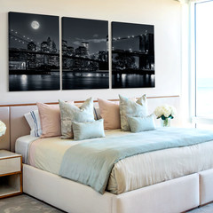 3 Pieces Stunning Nighttime Cityscape Large Wall Art Set for Living Set Of 3