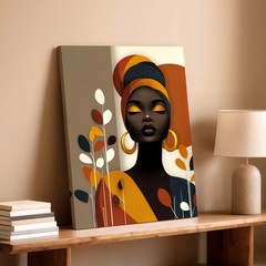 Wall Art African Woman Portrait Abstract Canvas Print Modern Boho Home Decor