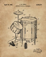 Set of 6 Drum Patent Prints (8×10) Wall Art Drummer Gifts Room Decor Music Snare