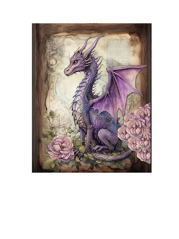 16×20 Purple Dragon Canvas Print Wall Art