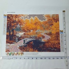 Unbranded Completed Diamond Painting Autumn Landscape Bridge 40x30cm OrangeMulti