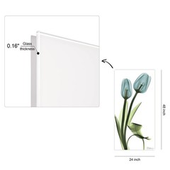 Blue Tulips Frameless Reverse Printed Tempered Glass Wall Art, X-ray Flower W…