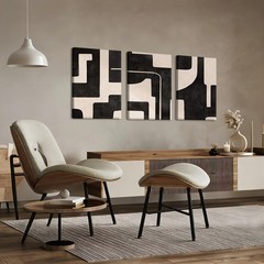 3 Pcs Black and White Abstract Wall Art Modern Minimalist Geometric Framed Ca…