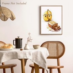Funny Kitchen Wall Art, Whimsical Banana & Bread Canvas Poster for Eclectic K…