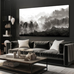 Black Forest Tree Landscape Wall Art – Ready to Hang 24×48 Inches