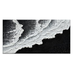 Black and White Beach Wave Textured Wall Art 3D Oil Painting Hand Painted Abs…