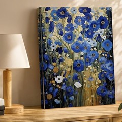 Blue And White Floral Canvas Wall Art Modern Abstract Flower Garden Decor Print