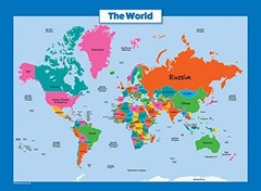 2 Pack – Laminated World Map & US Map Poster Set – Wall Chart Map of the World