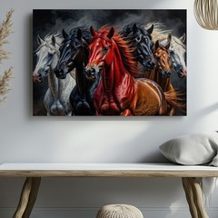 Wild Horses Running Canvas Wall Art Powerful Animal Nature Print Home Decor