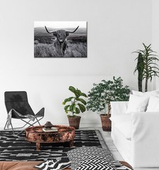 Highland Cow Wall Art Black and White Animal Wall Decor Canvas Cow Picture Hi…
