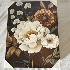 Set of 3 Neutral Floral Canvas Wall Art Modern Farmhouse Botanical Decor