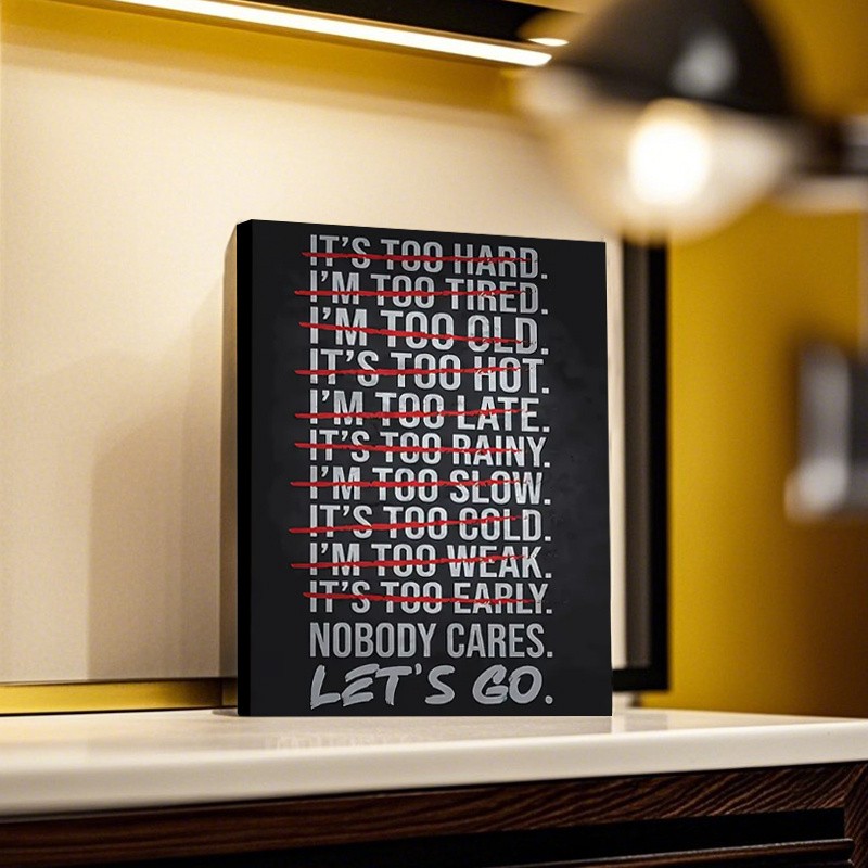 Canvas Art Cross Out Excuses Motivational Black Text Wall Decor