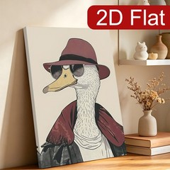 Framed Canvas Cool Gentleman Duck Retro Portrait 2D Flat Home Wall Decor Gift