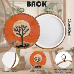Western Round Wall Art Decor – Retro Desert Landscape Wall Art Canvas Frame A…