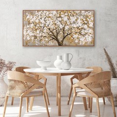 Framed Wall Art Print Gold Tree Of Life Modern Artwork Canvas Painting Gold T…