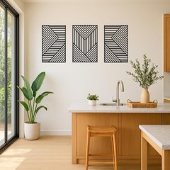 Stylish 3-Piece Metal Wall Decor – Abstract Geometric Art Set with 3D Design