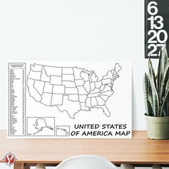 United States Map – Blank USA Poster, US Educational Map – 11 x 17 – 10 per Pack