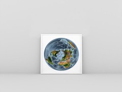 World Map, WGS 1984 Grid North Projection World Map, Framed World Relief Map